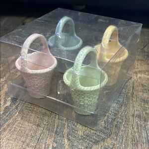 Hallmark Mini Easter Baskets  Set/4 Multicolor Pastel Ceramic 3½" Tall, Eggs NEW